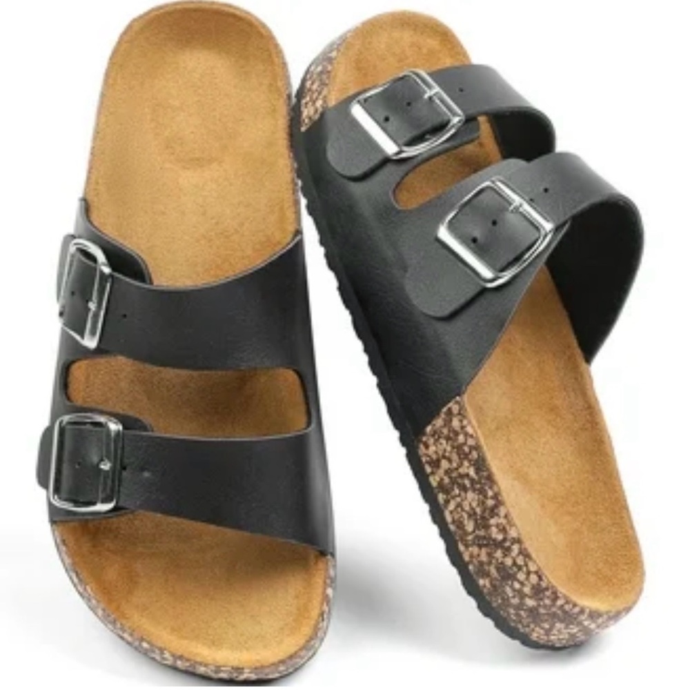 BLACK DOUBLE STRAP SANDALS CLIFFS BY WHITE MOUNTAIN